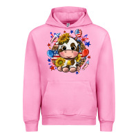 Fuchsia Pink cute cow fourth of july Urban Hoodie - texasbilliewilder