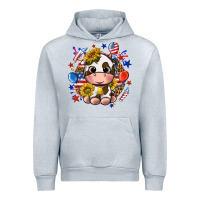 Heather Grey cute cow fourth of july Urban Hoodie - texasbilliewilder