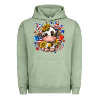 Pigment Oil Green cute cow fourth of july Urban Hoodie - texasbilliewilder