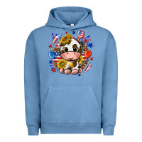 Pigment Pebble Blue cute cow fourth of july Urban Hoodie - texasbilliewilder