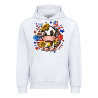 White cute cow fourth of july Urban Hoodie - texasbilliewilder