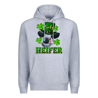 Heather Grey lucky heifer Premium Hoodie - RanaPortraitStore