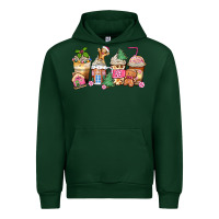 Forest Green pink gingerbread coffee cups Urban Hoodie - Zillion Design Studio