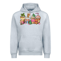 Heather Grey pink gingerbread coffee cups Urban Hoodie - Zillion Design Studio