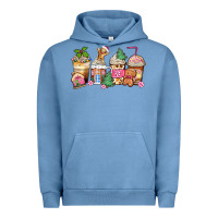 Pigment Pebble Blue pink gingerbread coffee cups Urban Hoodie - Zillion Design Studio