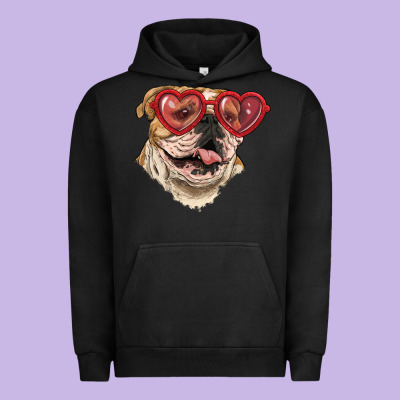 Urban Hoodie english bulldog with love glass