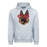 Heather Grey german shepherd with love glasses Urban Hoodie - RanaPortraitStore