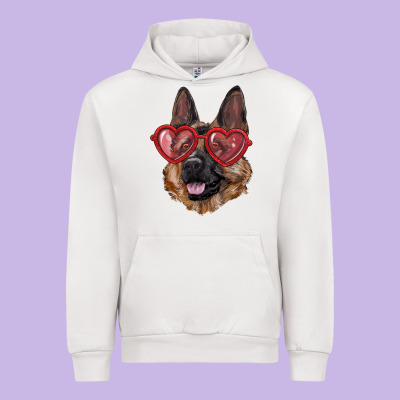 Urban Hoodie german shepherd with love glasses
