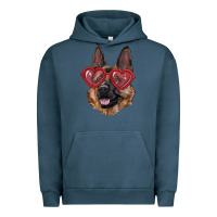Pigment Midnight Navy german shepherd with love glasses Urban Hoodie - RanaPortraitStore