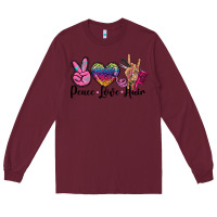 Burgundy peace love hair Long Sleeve Tee - BarkalooDesign