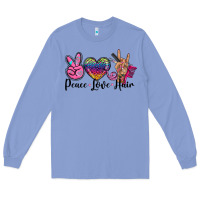 Colony Blue peace love hair Long Sleeve Tee - BarkalooDesign