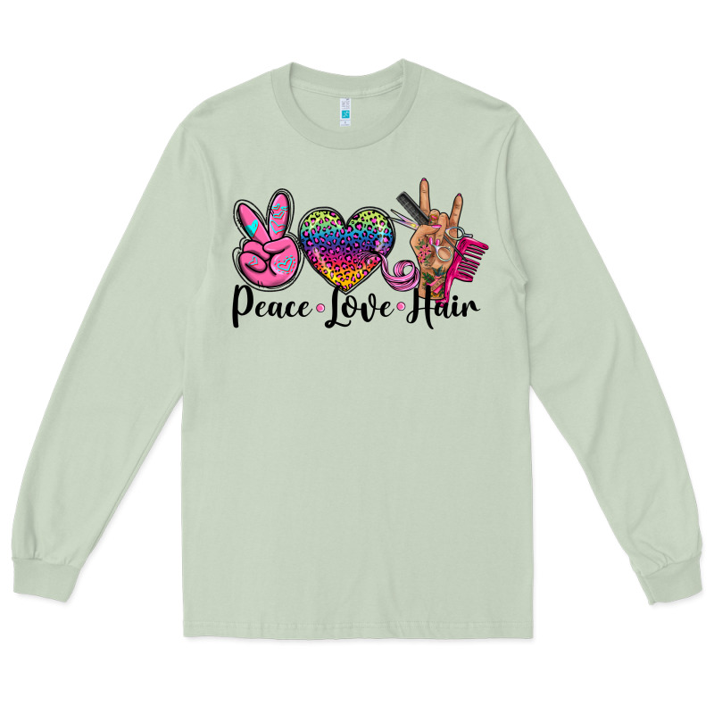 Peace Love Hair Long Sleeve Tee by BarkalooDesign | Teevron