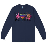 Navy peace love hair Long Sleeve Tee - BarkalooDesign