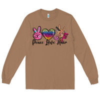 Toasted Coconut peace love hair Long Sleeve Tee - BarkalooDesign