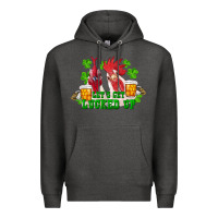 Charcoal Heather st. patrick's day roosters let's get lucked up Premium Hoodie - RanaPortraitStore