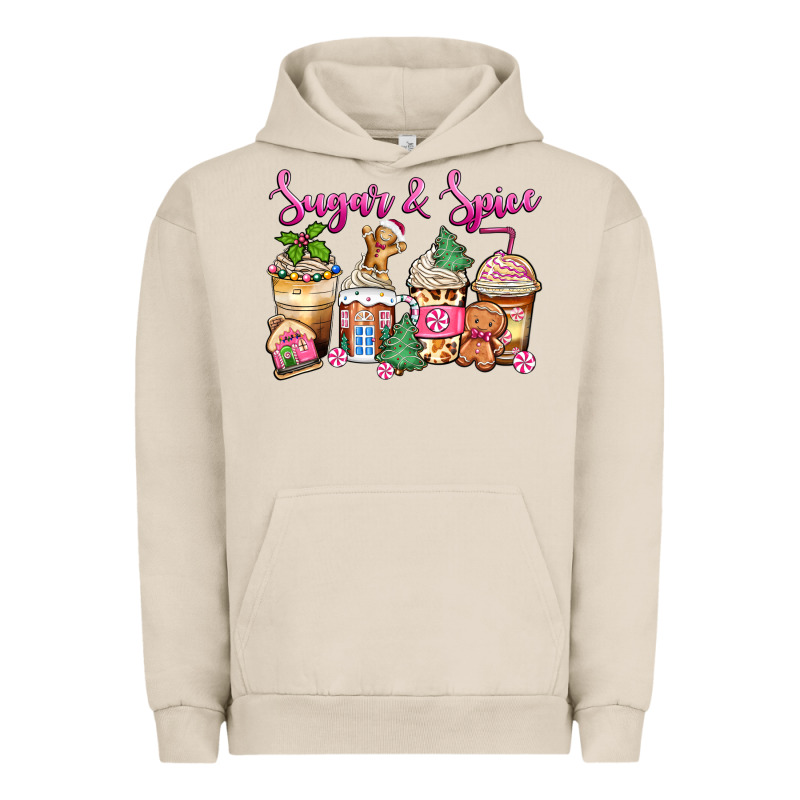 Sugar And Spice Pink Gingerbread Coffee Cups Urban Hoodie by Zillion Design Studio | Teevron
