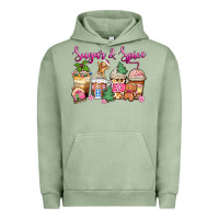 Pigment Oil Green sugar and spice pink gingerbread coffee cups Urban Hoodie - Zillion Design Studio