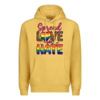 Antique Gold spread love not hate Premium Hoodie - Zillion Design Studio