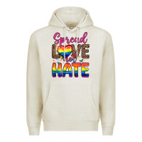 Oatmeal Heather spread love not hate Premium Hoodie - Zillion Design Studio