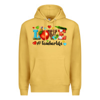 Antique Gold love teacher life Premium Hoodie - texasbilliewilder