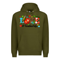 Army Green love teacher life Premium Hoodie - texasbilliewilder