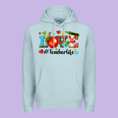 Love Teacher Life Premium Hoodie Designed By Texasbilliewilder