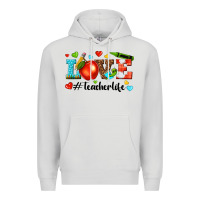 Dove Grey love teacher life Premium Hoodie - texasbilliewilder