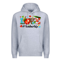 Heather Grey love teacher life Premium Hoodie - texasbilliewilder