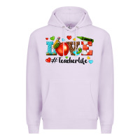 Lilac love teacher life Premium Hoodie - texasbilliewilder