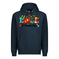 Navy love teacher life Premium Hoodie - texasbilliewilder