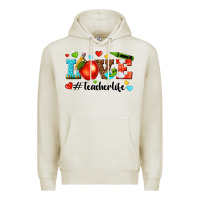 Oatmeal Heather love teacher life Premium Hoodie - texasbilliewilder