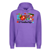 Purple love teacher life Premium Hoodie - texasbilliewilder