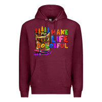 Burgundy make life colorful Premium Hoodie - texasbilliewilder