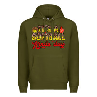 Army Green it s a softball kinda day Premium Hoodie - Zillion Design Studio