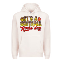 Pale Pink it s a softball kinda day Premium Hoodie - Zillion Design Studio