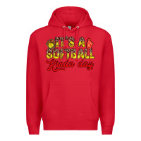 Red it s a softball kinda day Premium Hoodie - Zillion Design Studio