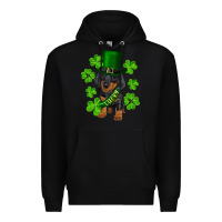 Black st. patrick's day lucky dachshund puppy Premium Hoodie - RanaPortraitStore