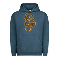 Pigment Midnight Navy green and yellow dragon Urban Hoodie - RanaPortraitStore