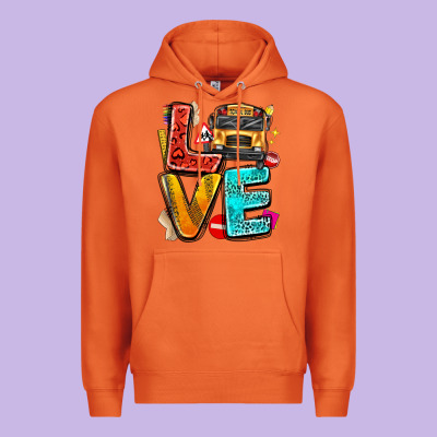 Love School Bus Premium Hoodie Designed By Texasbilliewilder