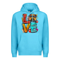 Ocean Blue love school bus Premium Hoodie - texasbilliewilder