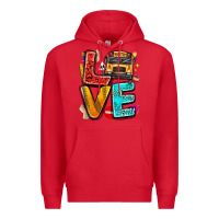 Red love school bus Premium Hoodie - texasbilliewilder