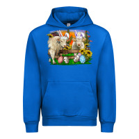 Cobalt easter farm cows bunny ears and eggs Urban Hoodie - RanaPortraitStore