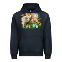 Navy easter farm cows bunny ears and eggs Urban Hoodie - RanaPortraitStore
