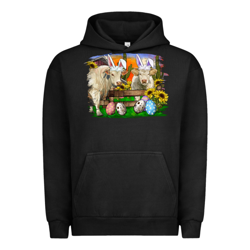 Easter Farm Cows Bunny Ears And Eggs Urban Hoodie by RanaPortraitStore | Teevron