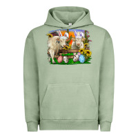 Pigment Oil Green easter farm cows bunny ears and eggs Urban Hoodie - RanaPortraitStore