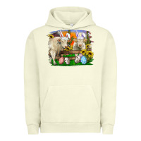 Pigment Pistachio easter farm cows bunny ears and eggs Urban Hoodie - RanaPortraitStore