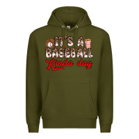 Army Green it s a baseball kinda day Premium Hoodie - Zillion Design Studio