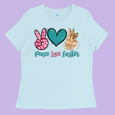 Peace Love Easter With Bunny And Butterfly Ladies Tee Designed By Artiststas