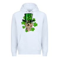 White st. patrick's day skull Premium Hoodie - RanaPortraitStore