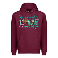 Burgundy all you need is love and coffee Premium Hoodie - AdoDesignShop